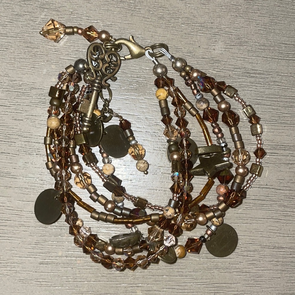 Multi strand beaded bracelet in brown tones